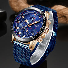 Load image into Gallery viewer, Mens Watches Top Brand Luxury WristWatch Quartz Clock Blue