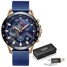 Load image into Gallery viewer, Mens Watches Top Brand Luxury WristWatch Quartz Clock Blue

